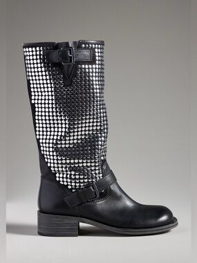 Anthropologie vincenza studded moto boots size 8